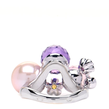 Chanel 18K White Gold Amethyst Sapphire Pearl Tourmaline Mademoiselle Ring 50 5.25 3 of 3