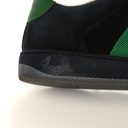 Gucci Nylon Nubuck Web Mens Screener Sneakers 8 Black Vintage Green 9 of 10