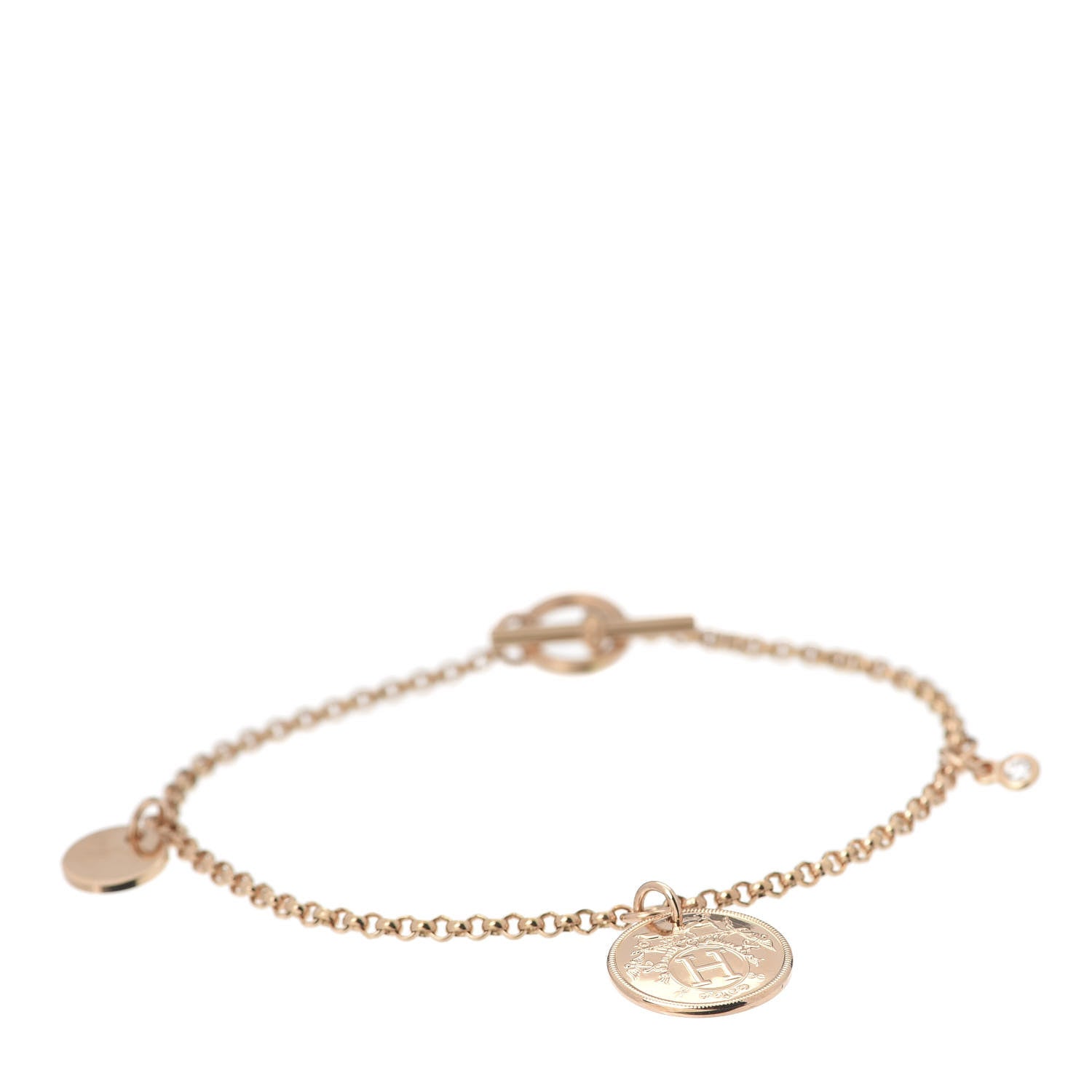 Hermes 18K Rose Gold Diamond PM Ex-Libris Bracelet ST 1 of 6