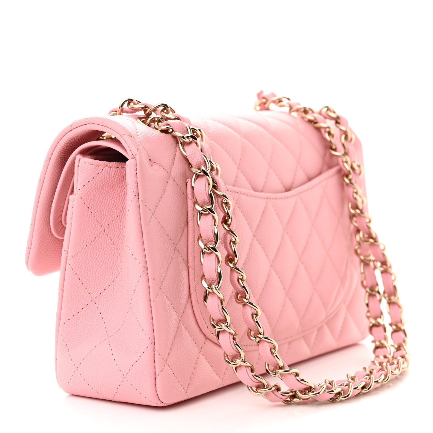 Caviar Quilted Small Double Flap Pink