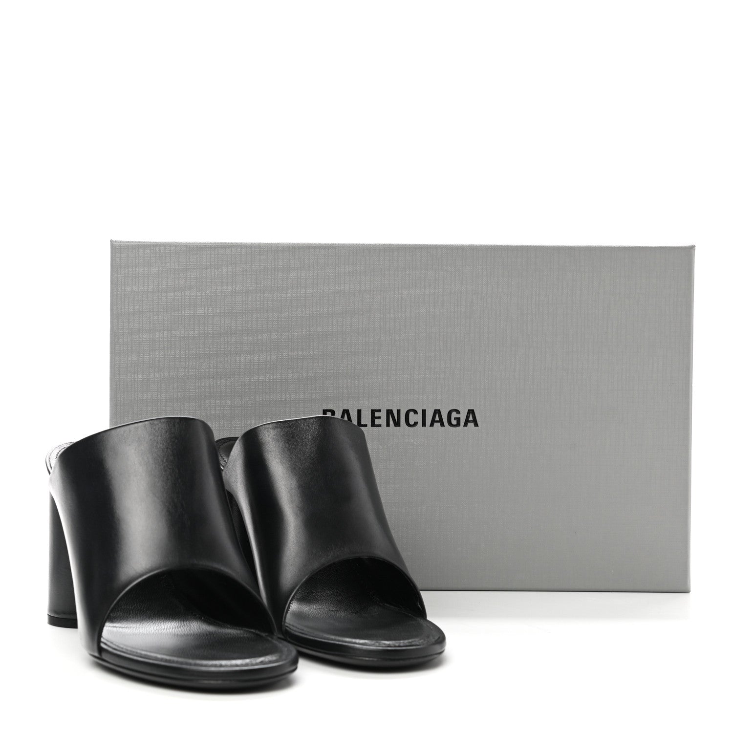 Balenciaga Shiny Sheepskin Oval 90mm Mule Pump 38 Black White 8 of 8