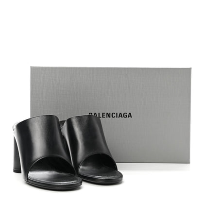 Balenciaga Shiny Sheepskin Oval 90mm Mule Pump 38 Black White 8 of 8