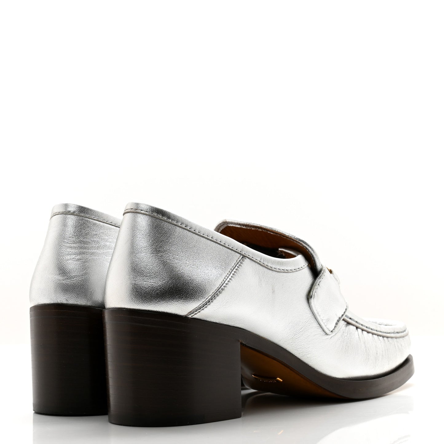 Galassia GG Marmont Fringe 50mm Loafer Pumps 39.5 Argento