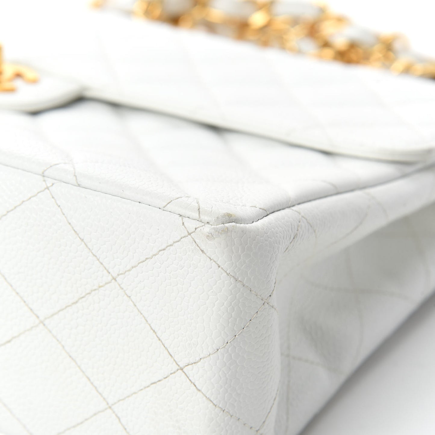 Caviar Quilted Jumbo Single Flap White