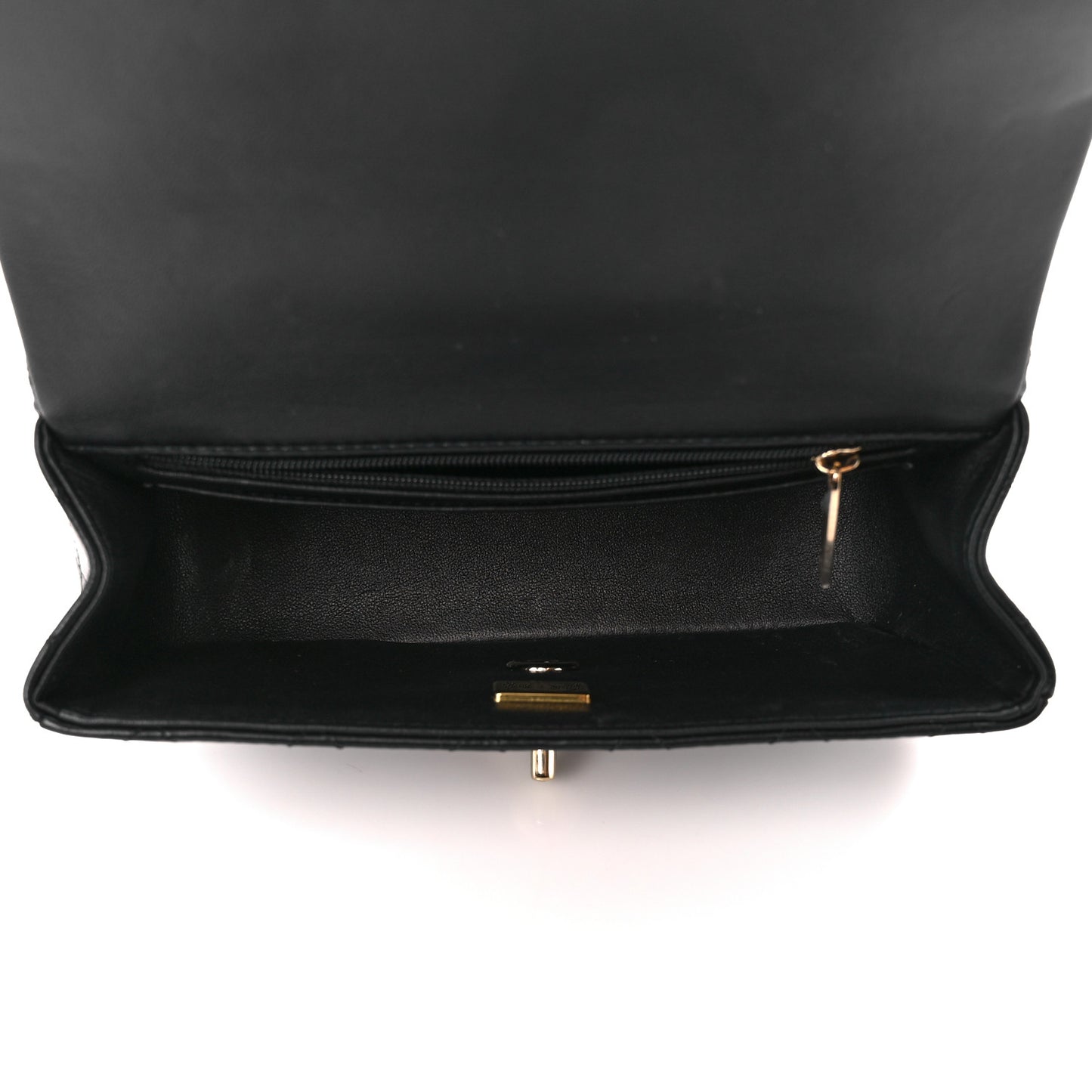 Lambskin Quilted Mini Top Handle Rectangular Flap Black