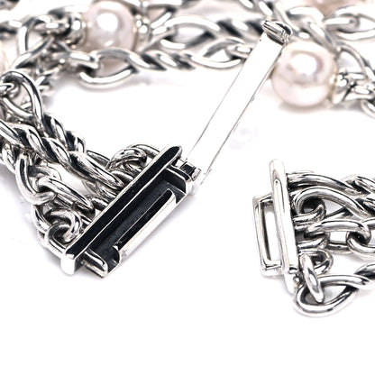 David Yurman Sterling Silver Pearl Continuance Four-Row Chain Bracelet 5 of 6