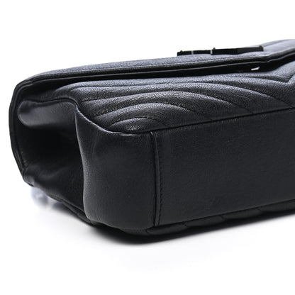 Saint Laurent Sheepskin Matelasse Chevron Monogram Monochrome Medium College Bag Black 8 of 9