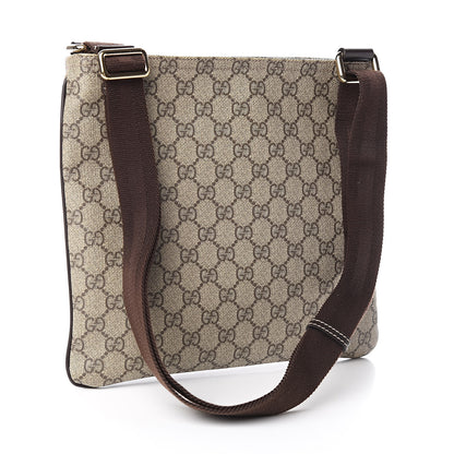 Gucci GG Supreme Monogram Selleria Calfskin Small Flat Side Zip Messenger Bag Beige Ebony Cocoa Dark Chocolate 3 of 10
