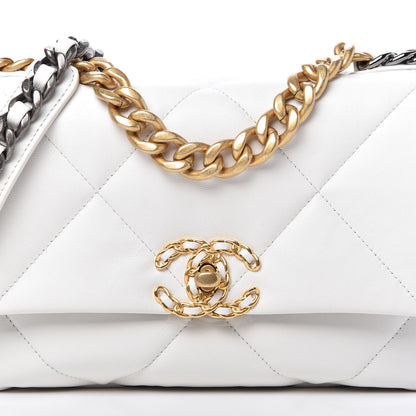 Chanel Goatskin Quilted Medium 19 Flap White 10 of 11