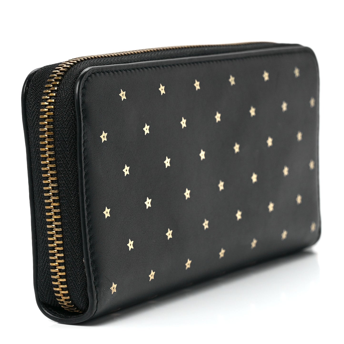 Calfskin Stars Voyageur Zip Around Wallet Black