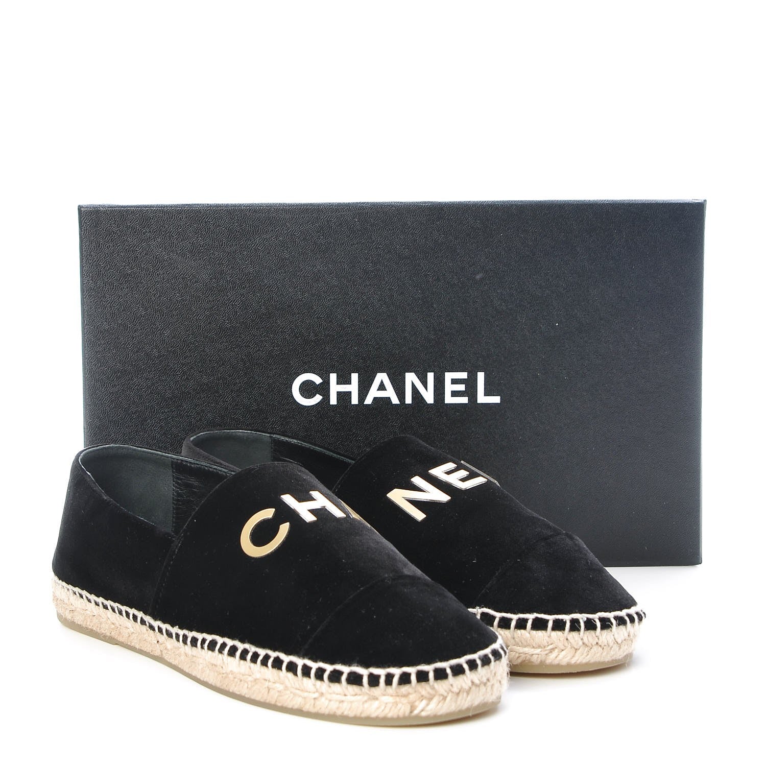 Chanel Velvet Logo Espadrilles 38 Black 11 of 11