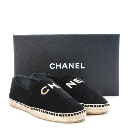 Chanel Velvet Logo Espadrilles 38 Black 11 of 11