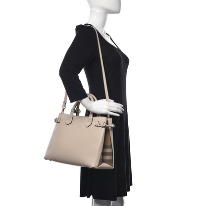 Burberry Derby Calfskin House Check Medium Banner Tote Beige 2 of 10