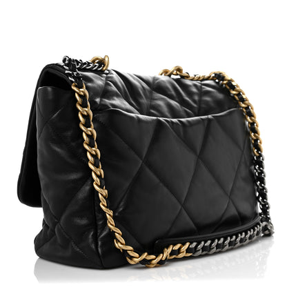 Chanel Goatskin Quilted Maxi Chanel 19 Flap Black 3 of 8