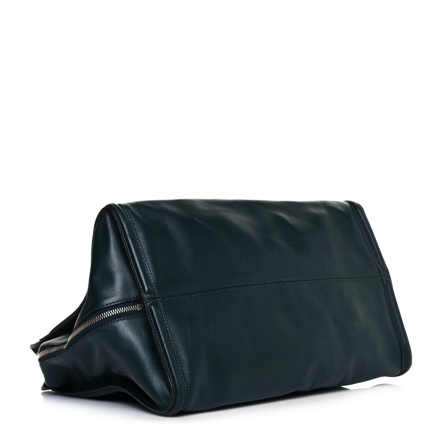 Pebbled Calfskin Large Skull Padlock Zip Around Tote Dark Green