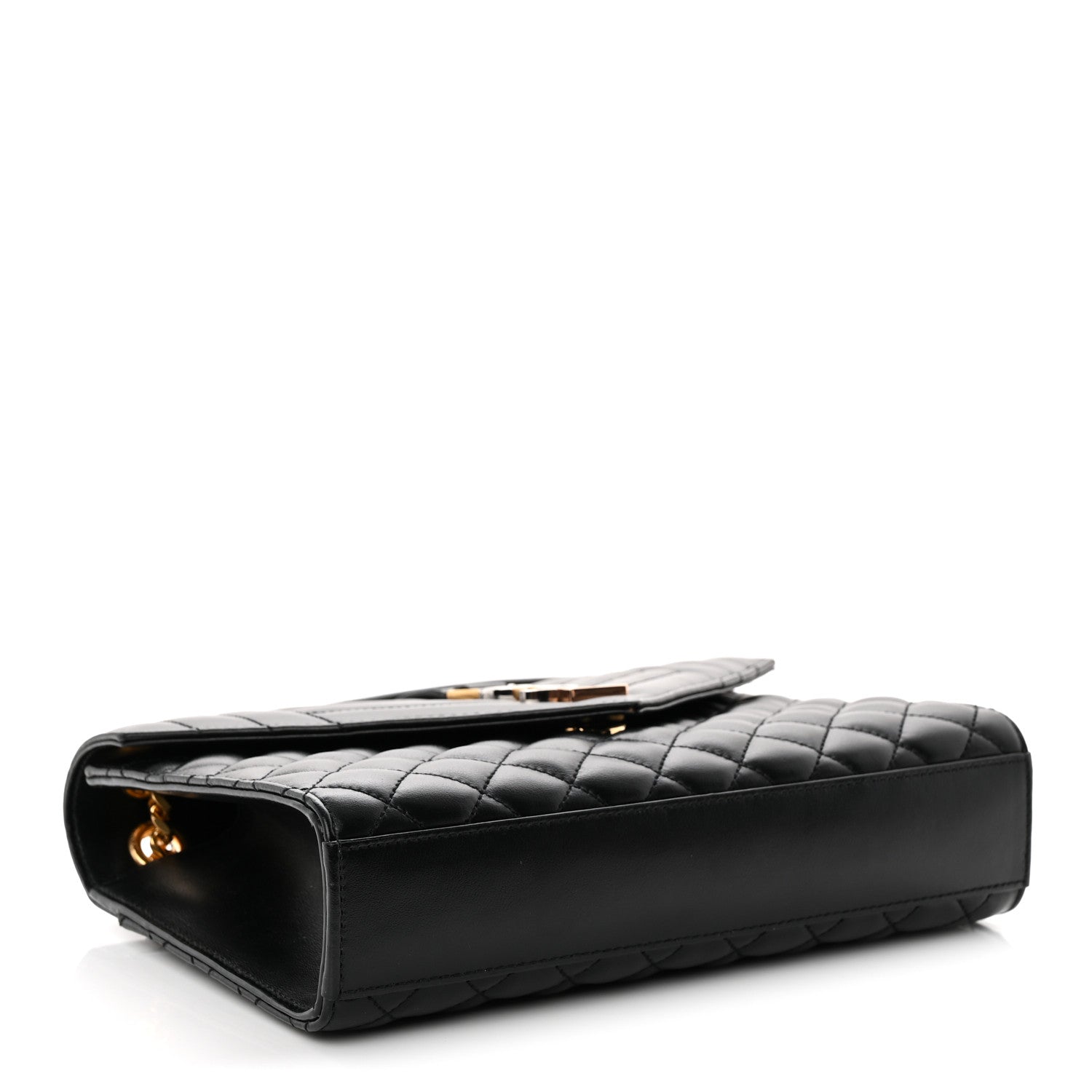 Saint Laurent Lambskin Mixed Matelasse Triquilt Medium Monogram Satchel Black 4 of 13
