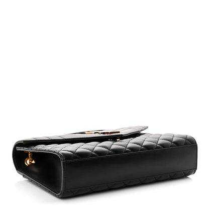 Saint Laurent Lambskin Mixed Matelasse Triquilt Medium Monogram Satchel Black 4 of 13