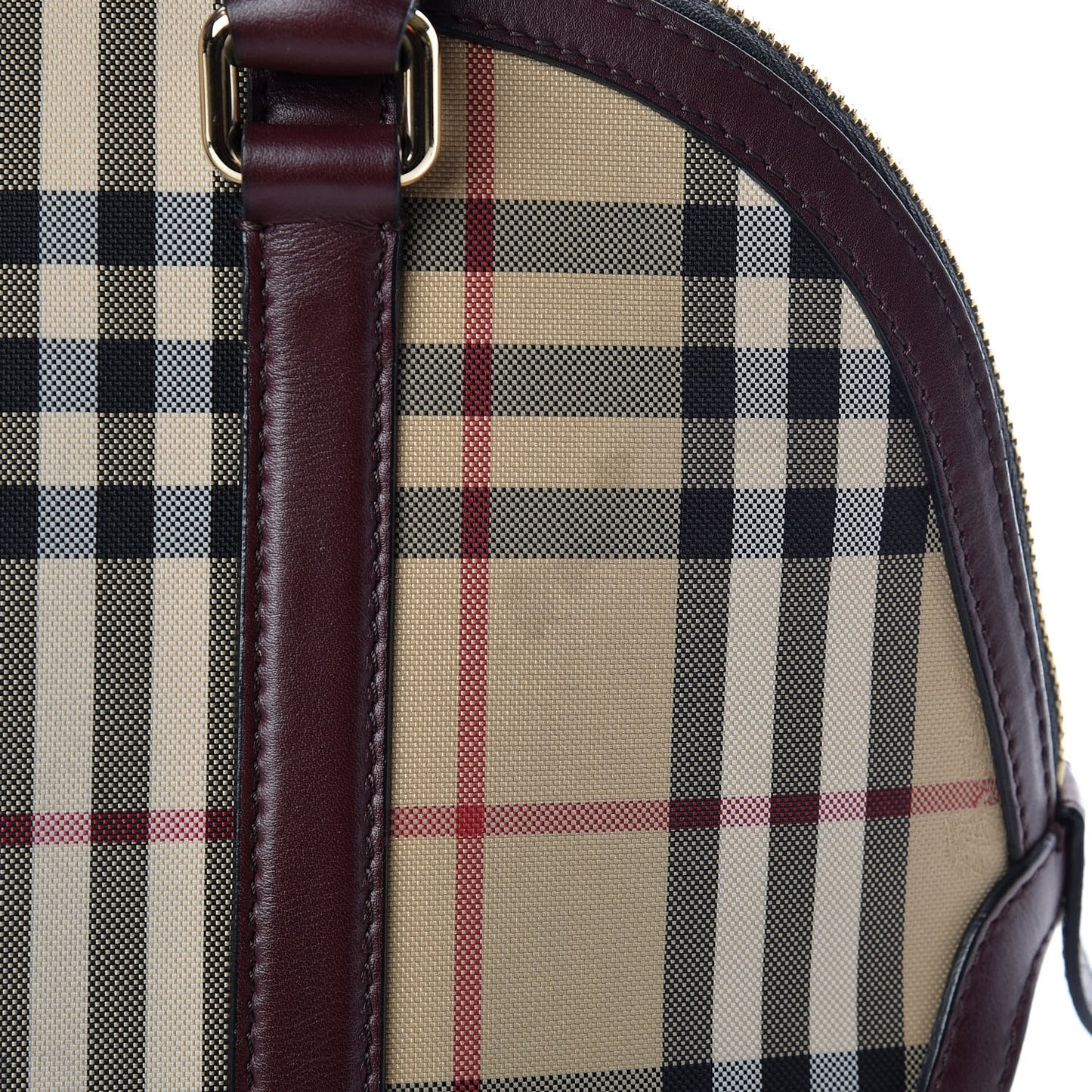 Horseferry Check Small Orchard Bowling Bag Honey Deep Claret