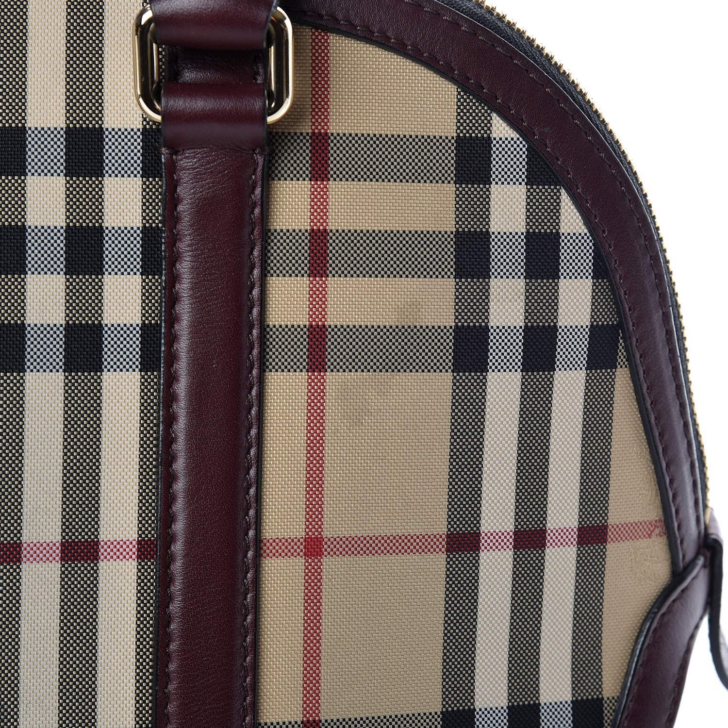 Burberry Horseferry Check Small Orchard Bowling Bag Honey Deep Claret 11 of 13