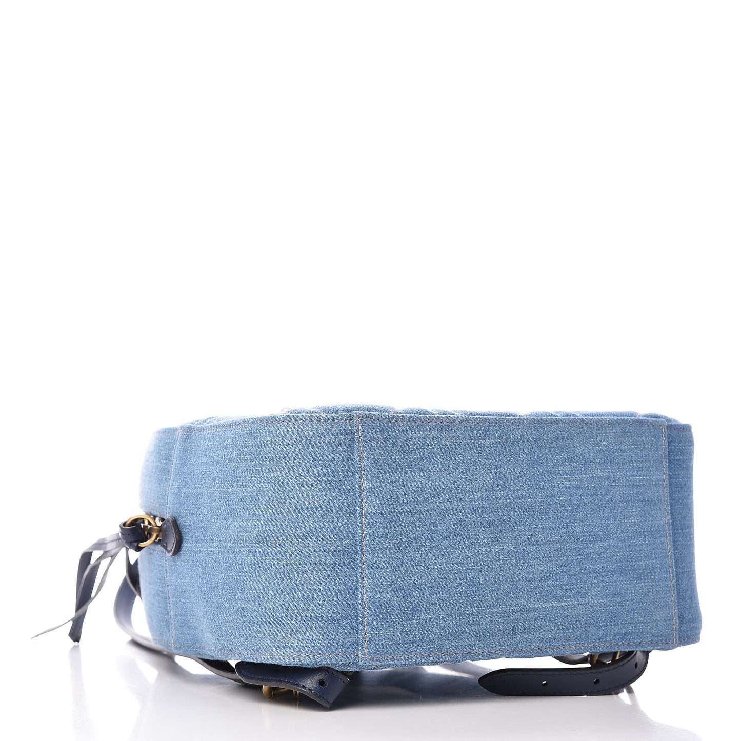 Kura Denim Matelasse Cubic Pearl Studded GG Marmont Dome Backpack Blue