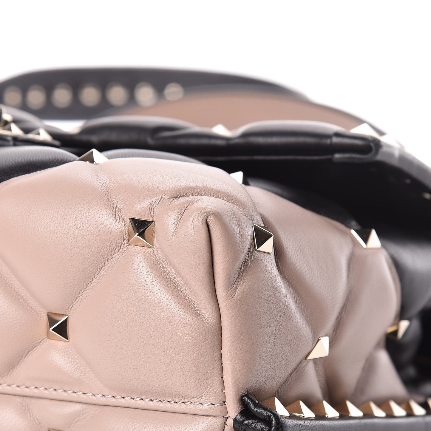 Nappa Medium Candystud Top Handle Bag Black Poudre