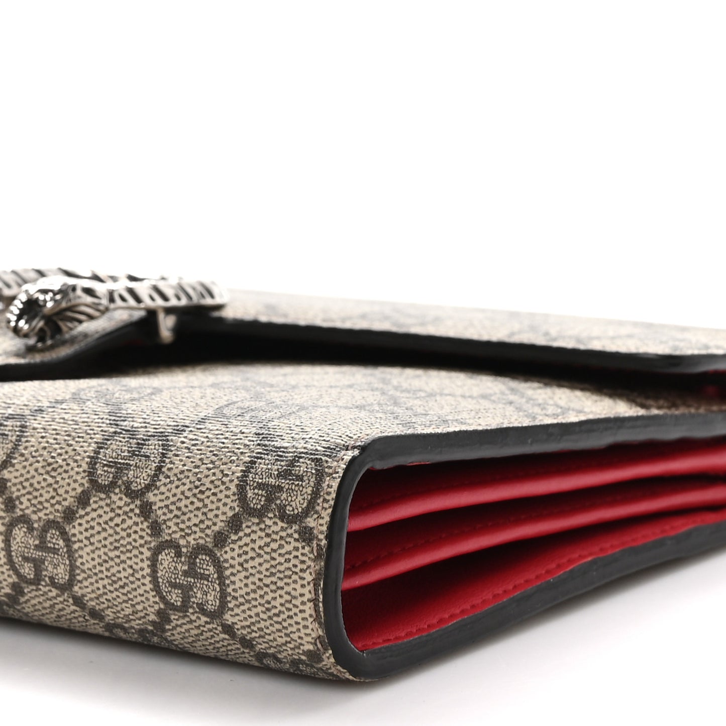 GG Supreme Monogram Mini Dionysus Chain Wallet Beige Vulcanic Red