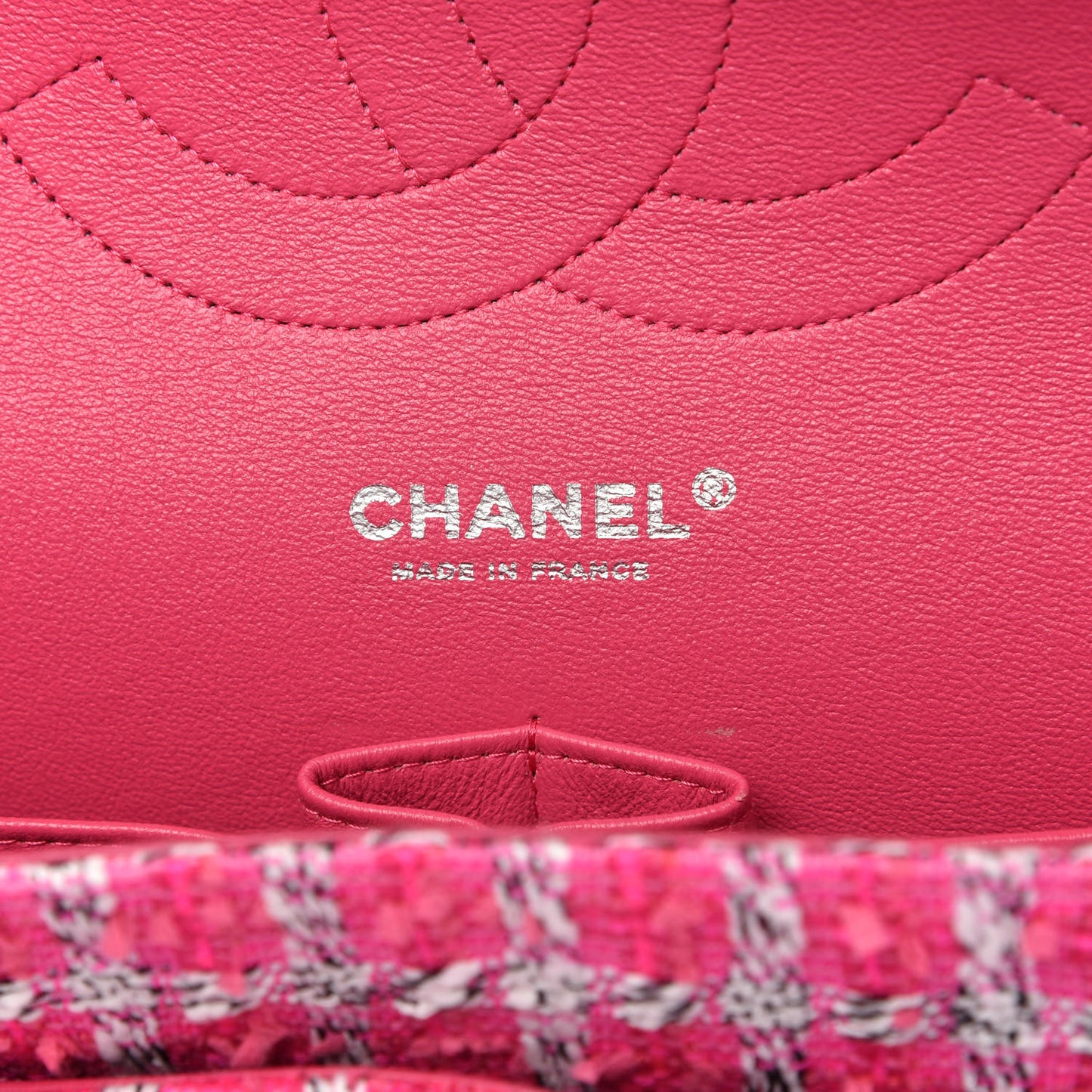 Tweed Quilted Jumbo Double Flap Hot Pink