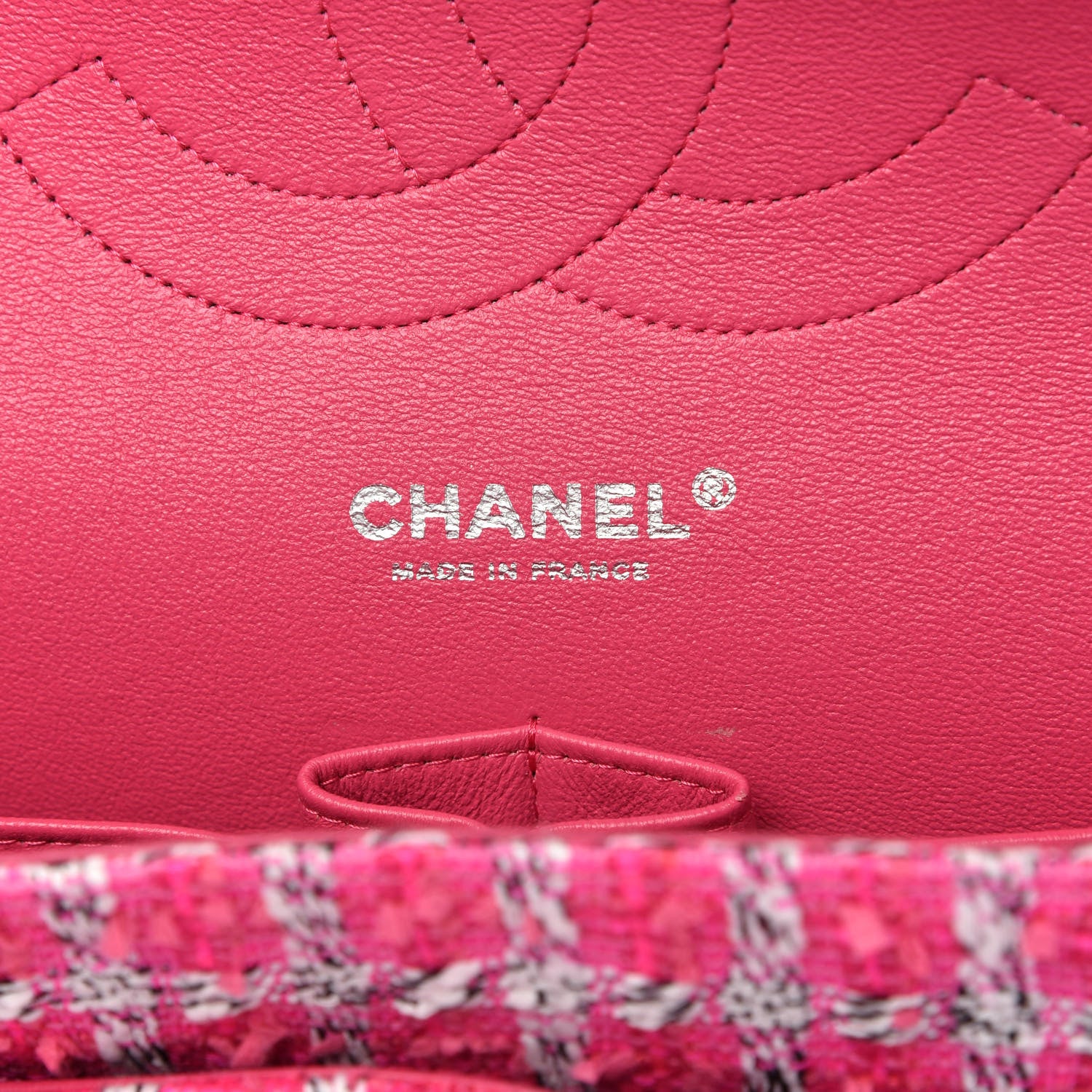 Chanel Tweed Quilted Jumbo Double Flap Hot Pink 8 of 11