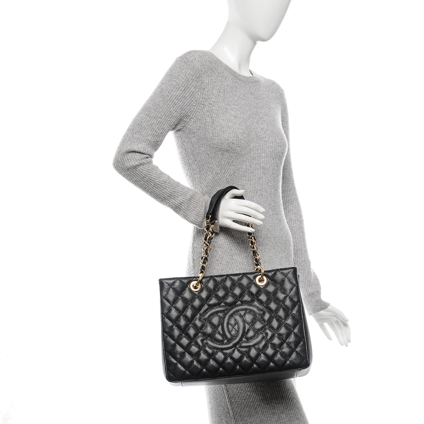 Caviar Quilted Grand Shopping Tote GST Black