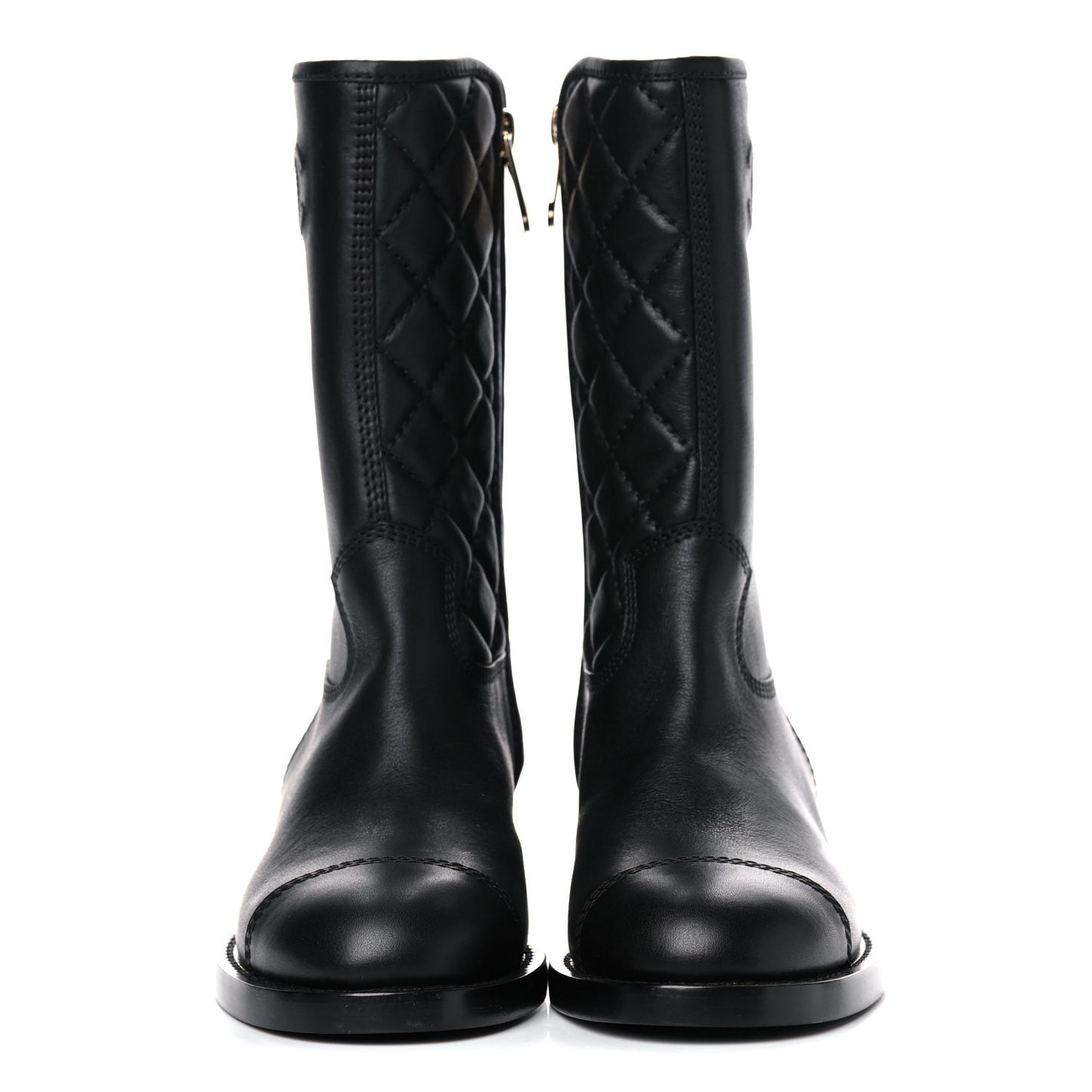 Calfskin Quilted CC Boots 36 Black