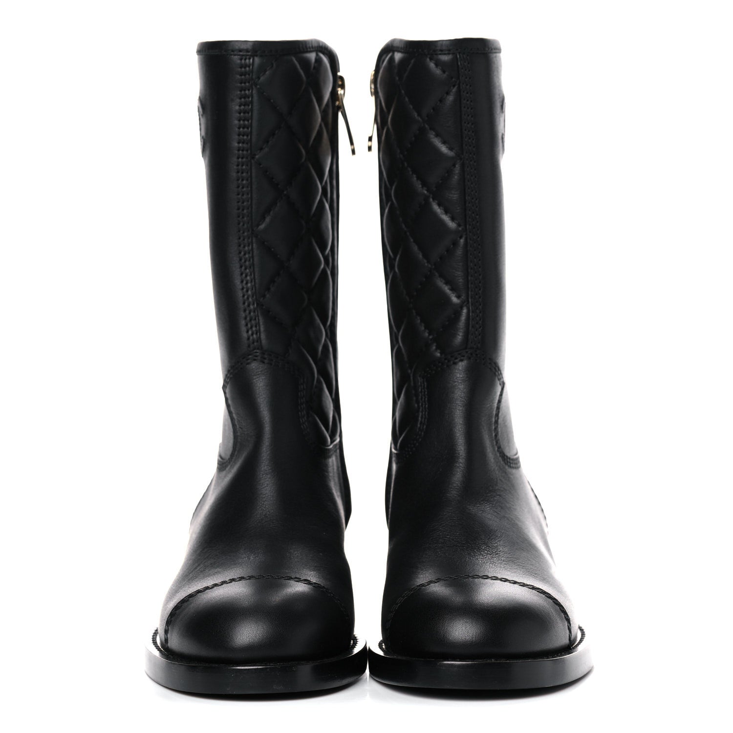 Chanel Calfskin Quilted CC Boots 36 Black 2 of 11