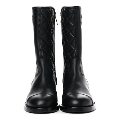 Chanel Calfskin Quilted CC Boots 36 Black 2 of 11