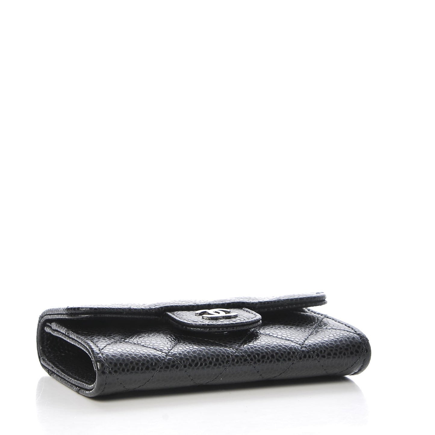 Caviar Quilted Flap Card Holder Black