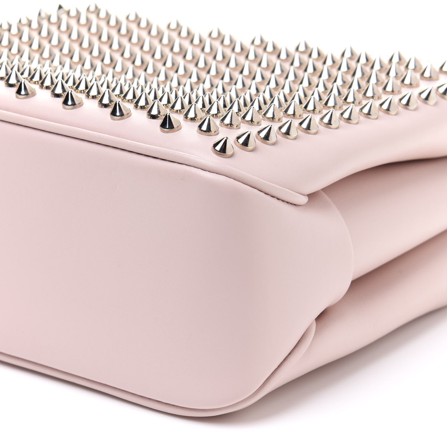 Christian Louboutin Calfskin Small Triloubi Paris Spikes Chain Bag Ballerina Silver 10 of 12