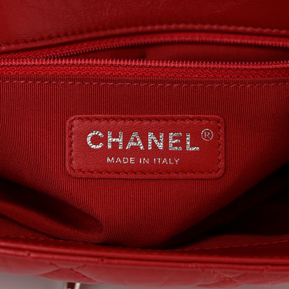 Chanel Crumpled Calfskin Medium Chain All Over Flap Red 6 of 10