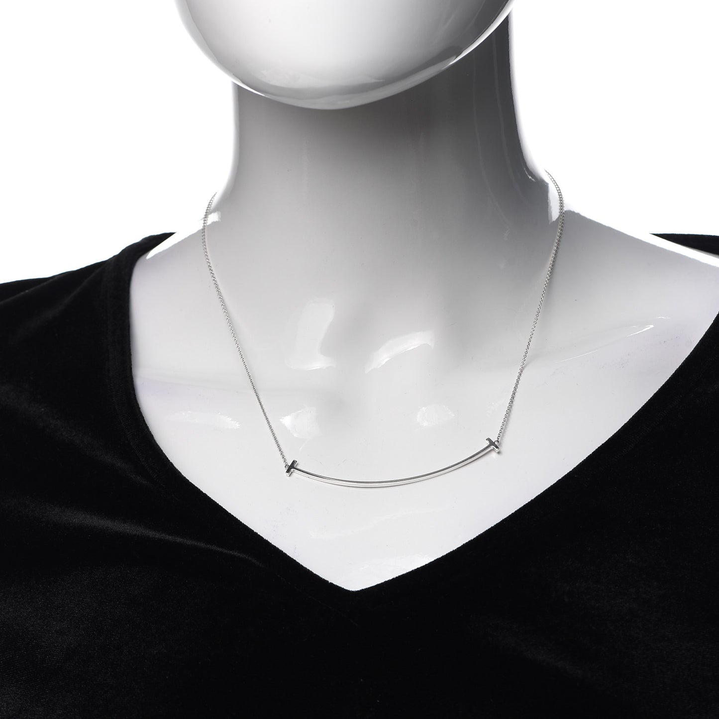 Sterling Silver Large T Smile Pendant Necklace