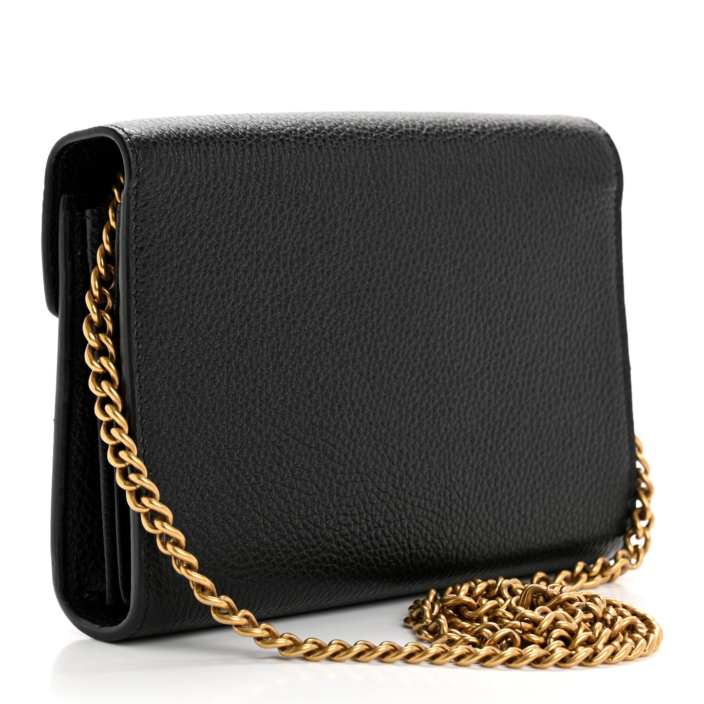 Calfskin GG Marmont Chain Wallet Black