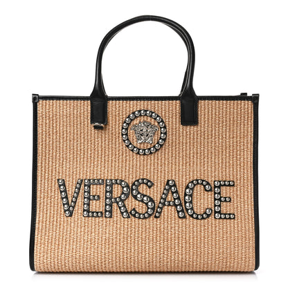 Versace Raffia Studded La Medusa Large Tote Beige 1 of 8