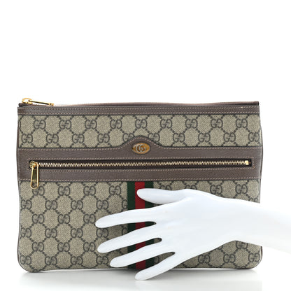 Gucci GG Supreme Monogram Large Ophidia Pouch Clutch Brown 2 of 8