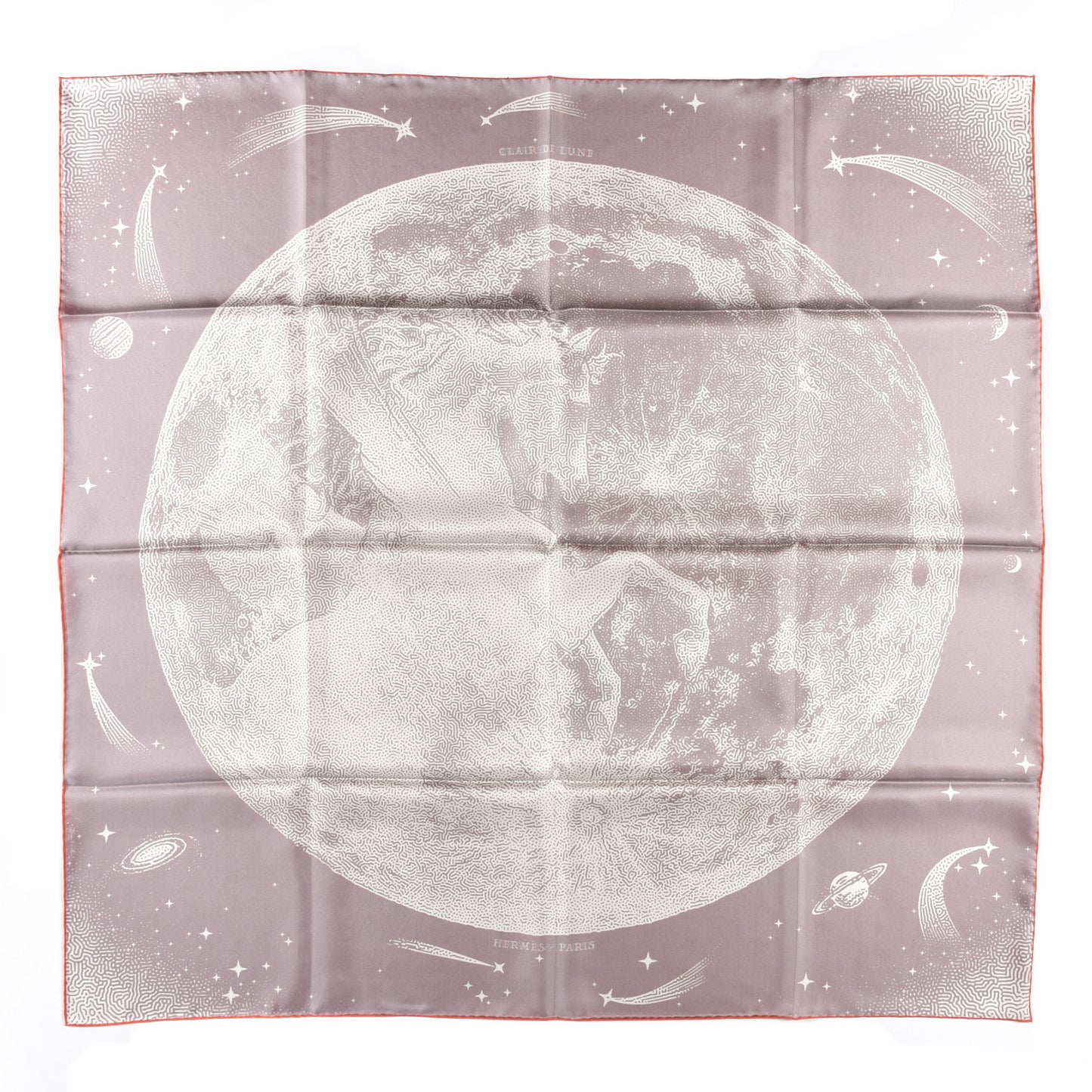 Silk Double Face Clair De Lune Scarf 90 Orange Gris White