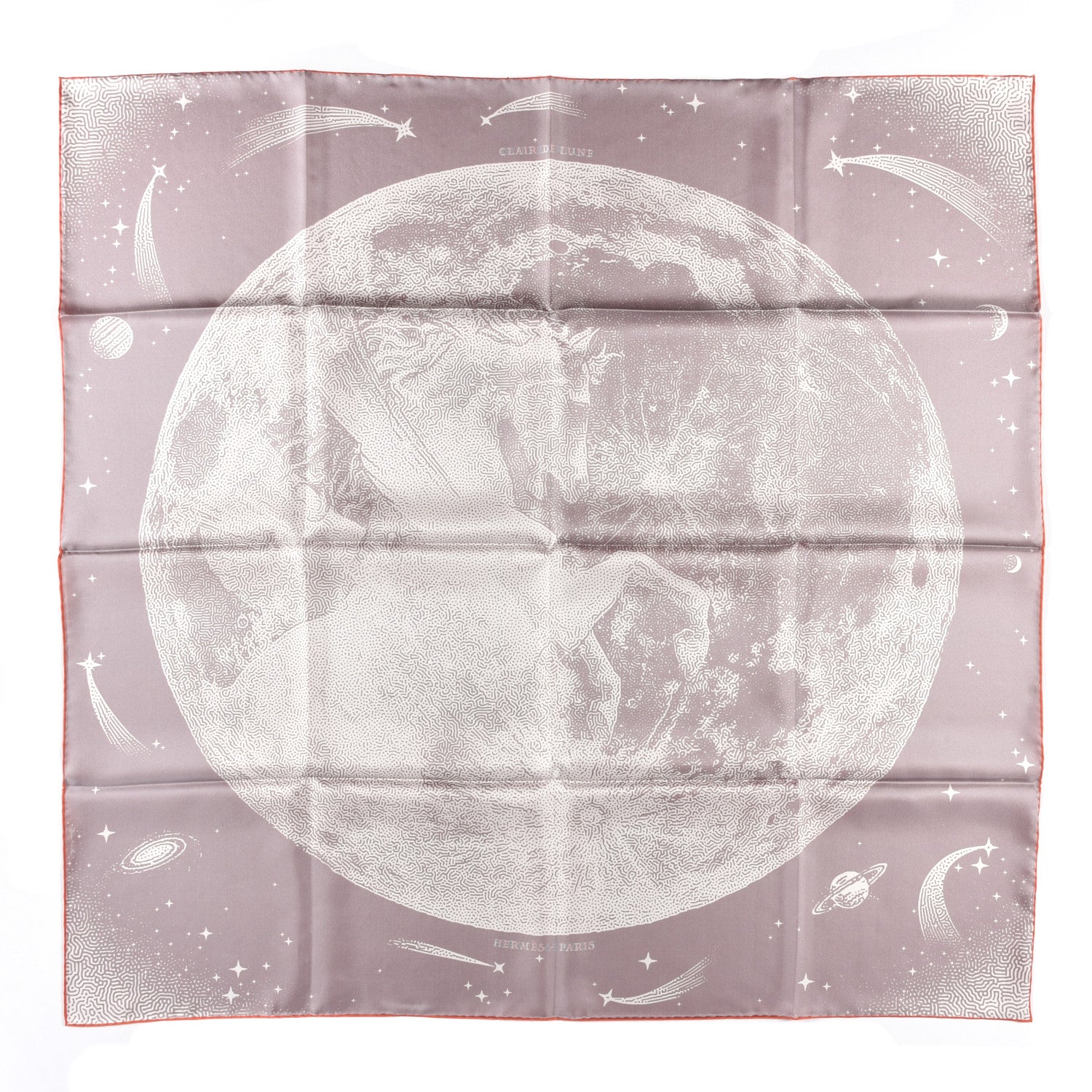 Hermes Silk Double Face Clair De Lune Scarf 90 Orange Gris White 2 of 5