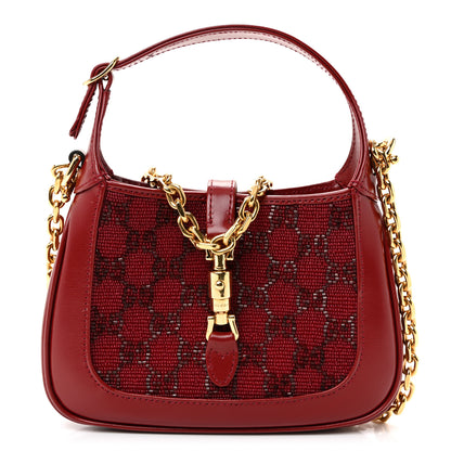 Gucci Calfskin Beaded Embroidery GG Monogram Mini Jackie 1961 Cherry Red 1 of 10