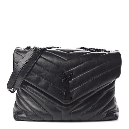 Saint Laurent Calfskin Y Quilted Monogram Medium Loulou Chain Satchel Black 1 of 10