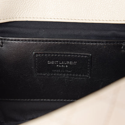 Saint Laurent Sheepskin Tri-Quilt Monogram Medium Soft Envelope Bag White Black 6 of 9