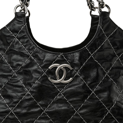Chanel Glazed Goatskin Double Contrast Stitch Tote Black Black Black 9 of 12