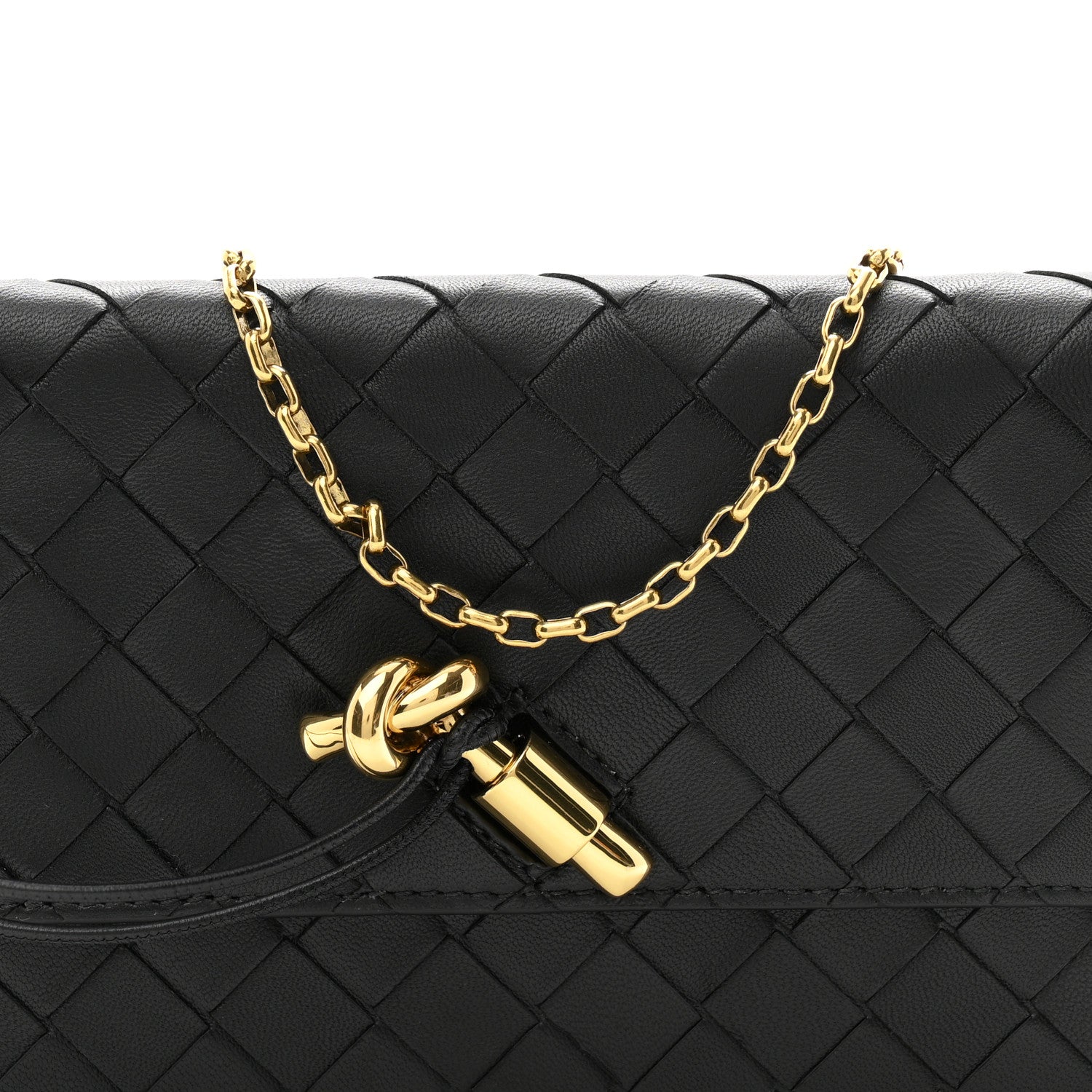 Bottega Veneta Nappa Intrecciato Andiamo Pouch On Chain Black Black 7 of 9