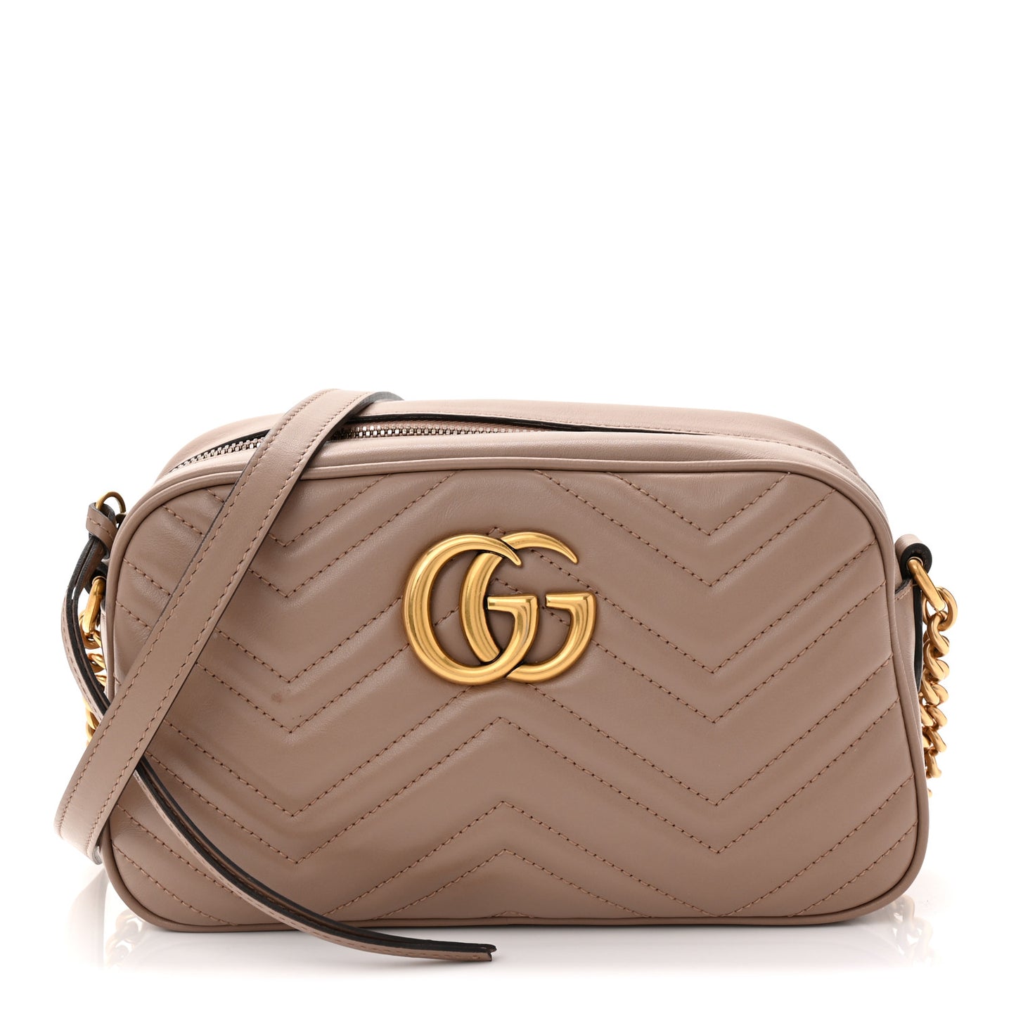 Calfskin Matelasse Small GG Marmont Chain Shoulder Bag Porcelain Rose