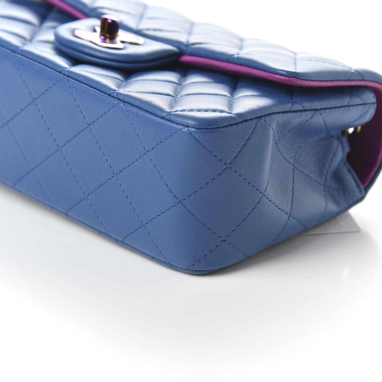 Chanel Lambskin Quilted Mini Rectangular Flap Blue Purple 7 of 11