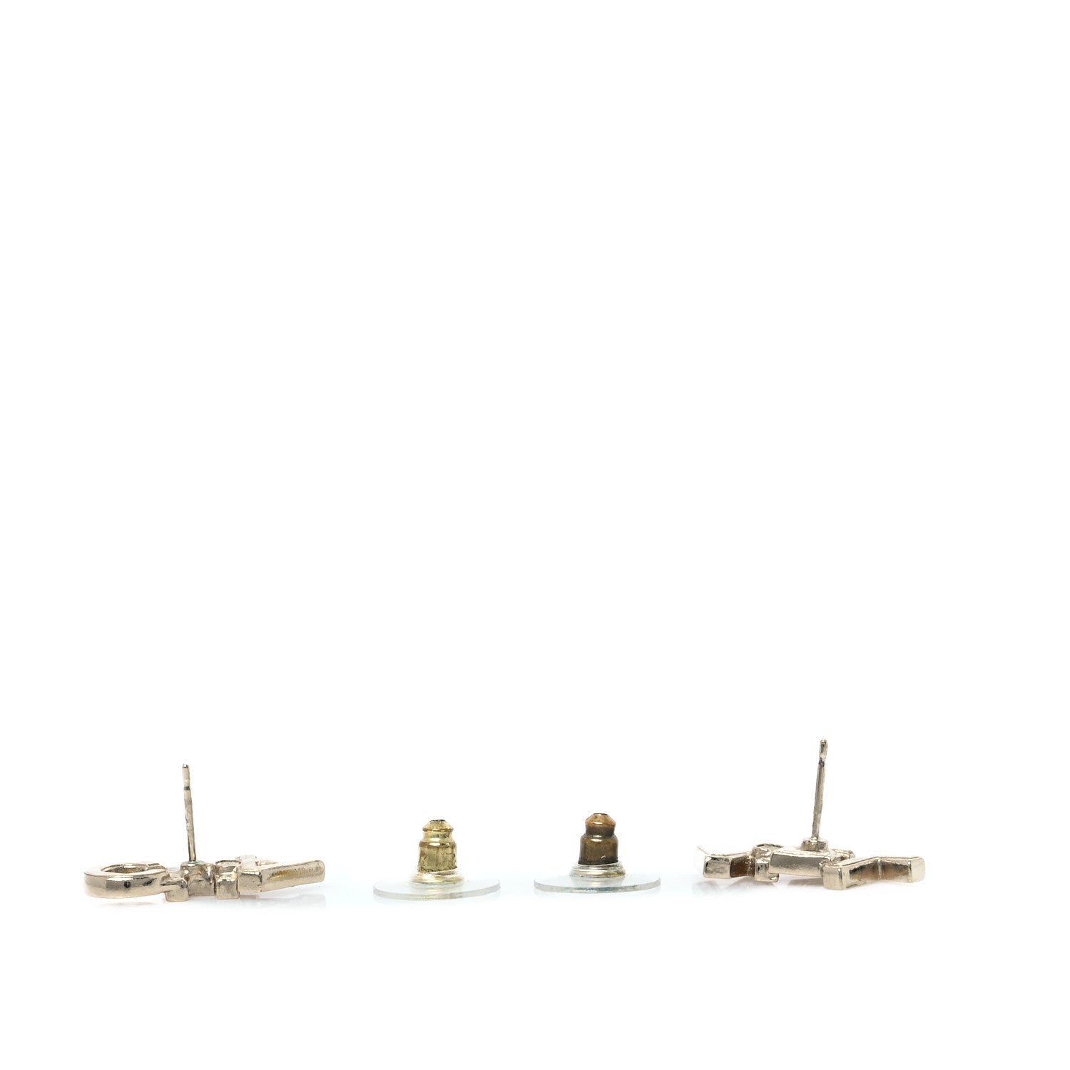 Chanel Crystal Cha-Nel Logo Earrings Gold 3 of 5