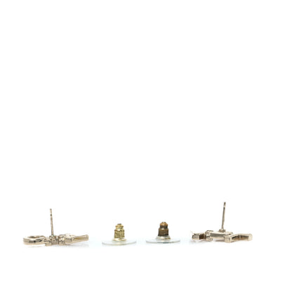 Chanel Crystal Cha-Nel Logo Earrings Gold 3 of 5
